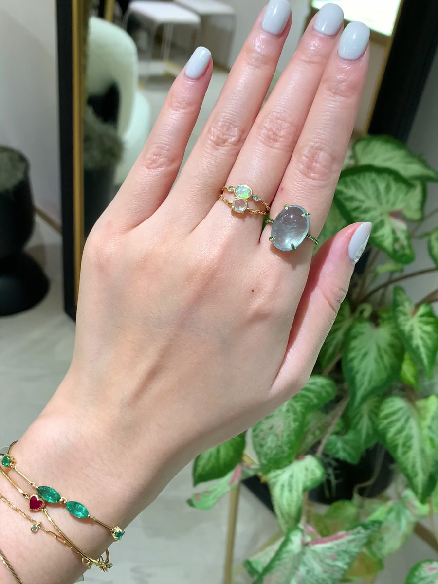 Aquamarine & Emerald Spring Globe Ring
