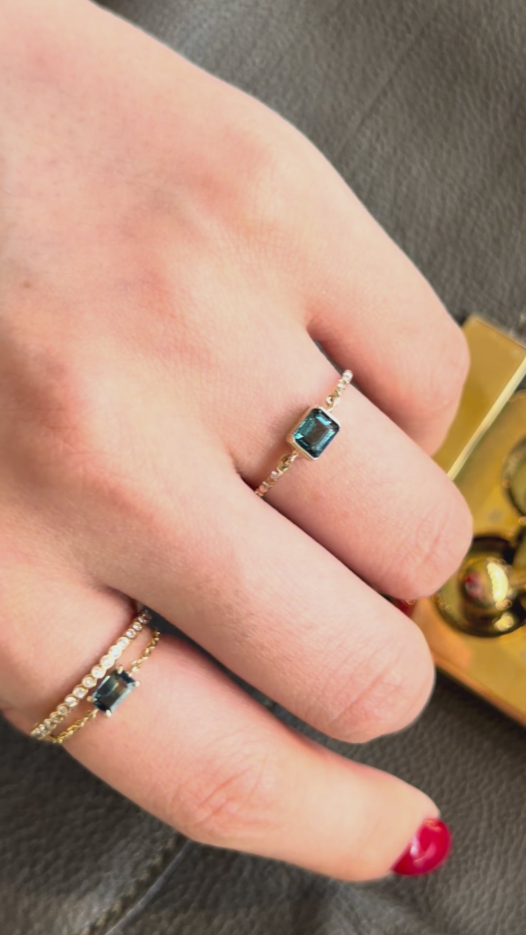 Baguette Indicolite Petite Circle Diamond Ring