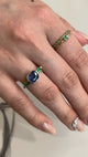 Sapphire & Emerald Triplet Ring 18k gold engagement ring 
