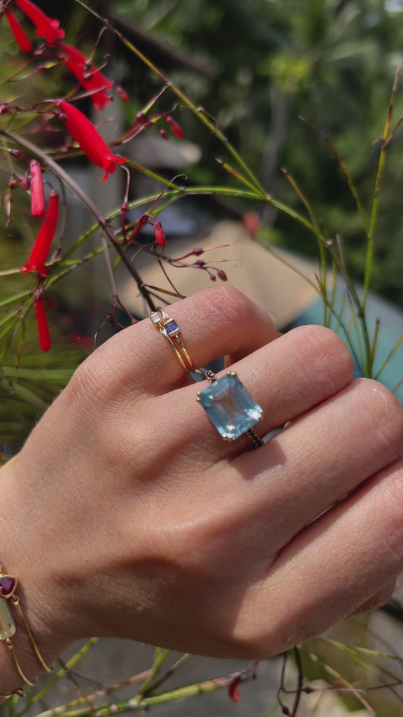 Aquamarine Gold Ring Skinny Seamed Ring – the Otherist