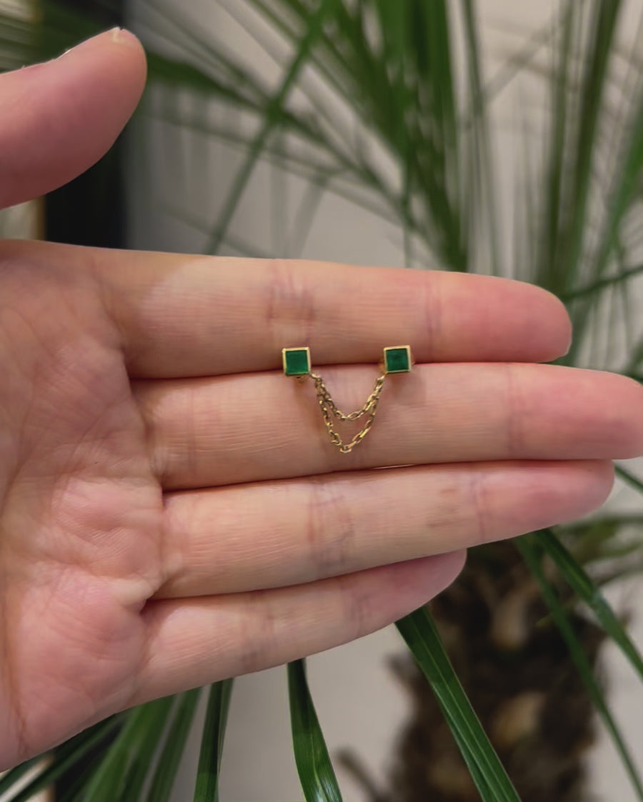 Emerald chain earring