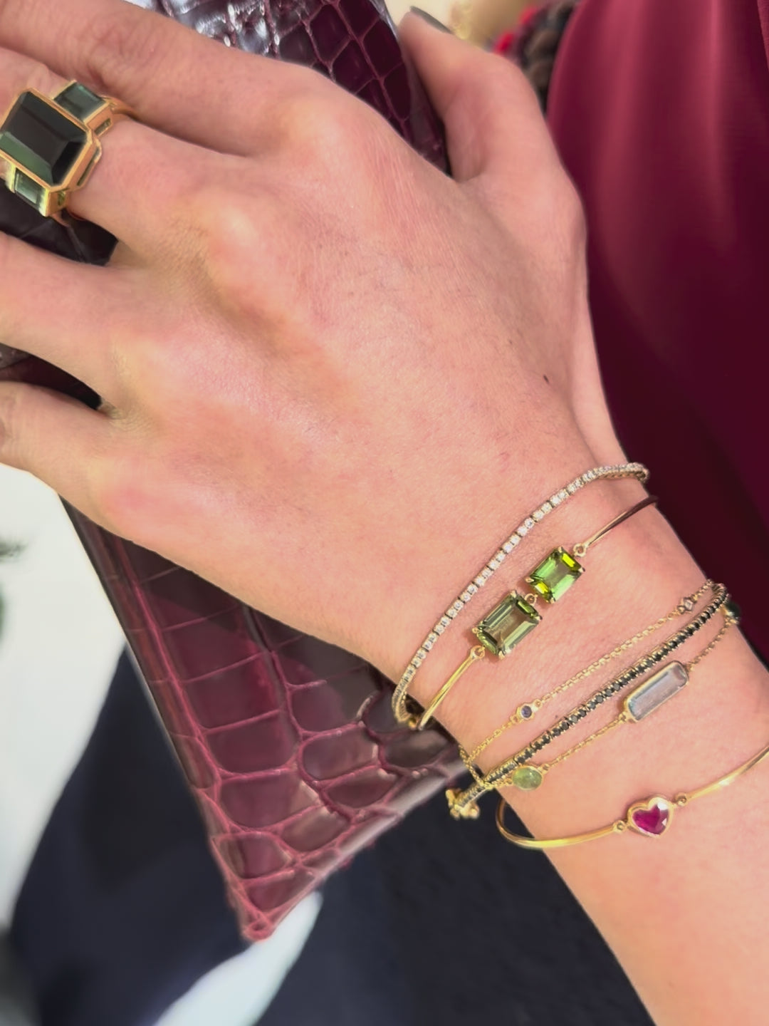 Tourmaline Bangle 18k gold stackable design