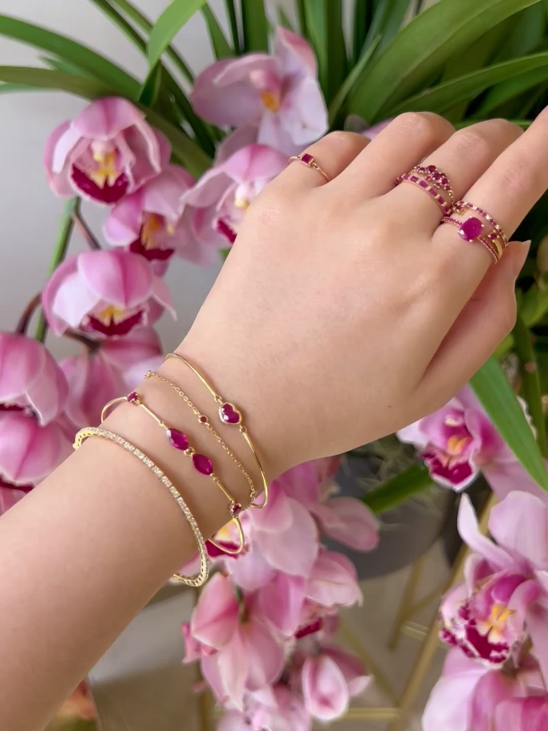 Ruby Duo Bracelet 18k gold stackable design