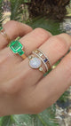 Opal and Diamond Eos Chain Ring 18k gold Stackable ring on model