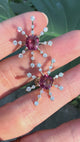 Raspberry Spinel & Diamond Starburst Earrings