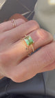 Lime Watermelon Tourmaline Petite Circle Diamond Ring 18K gold stackable ring video