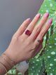 Watermelon Tourmaline & Black Diamond Protection Ring 18K gold engagement ring on model 
