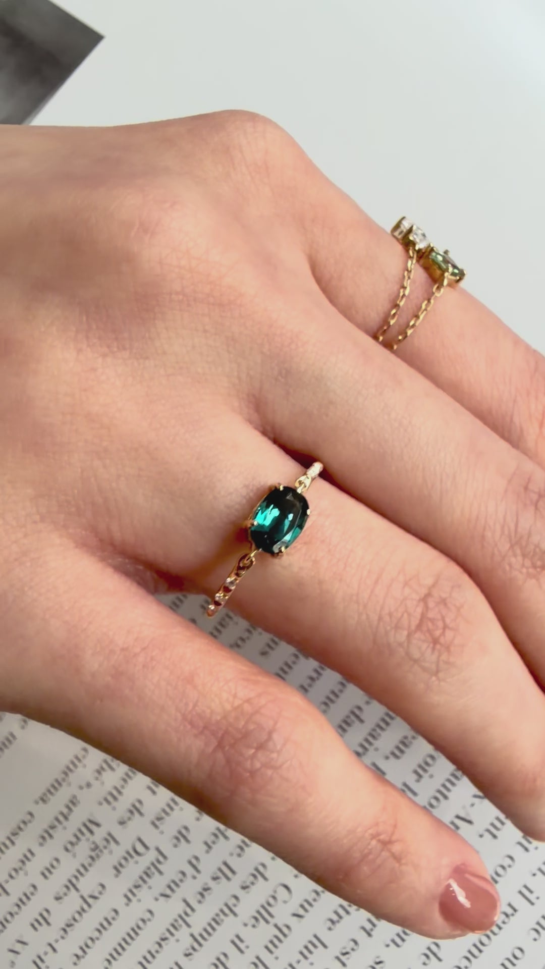 Blue Spinel Petite Circle Diamond Ring