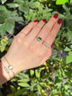 Ombré Green Tourmaline & Green Diamond Bar Ring 18k gold engagement ring on model