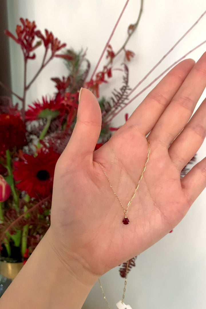 Lucky Ruby Duo Necklace 18k handmade fine jewelry