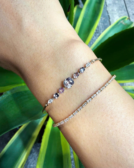 Lavender Spinel & Diamond Compass Bangle