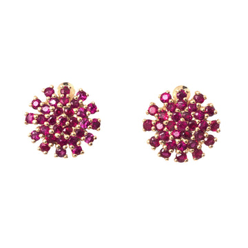 Ruby Fire Flower Earrings