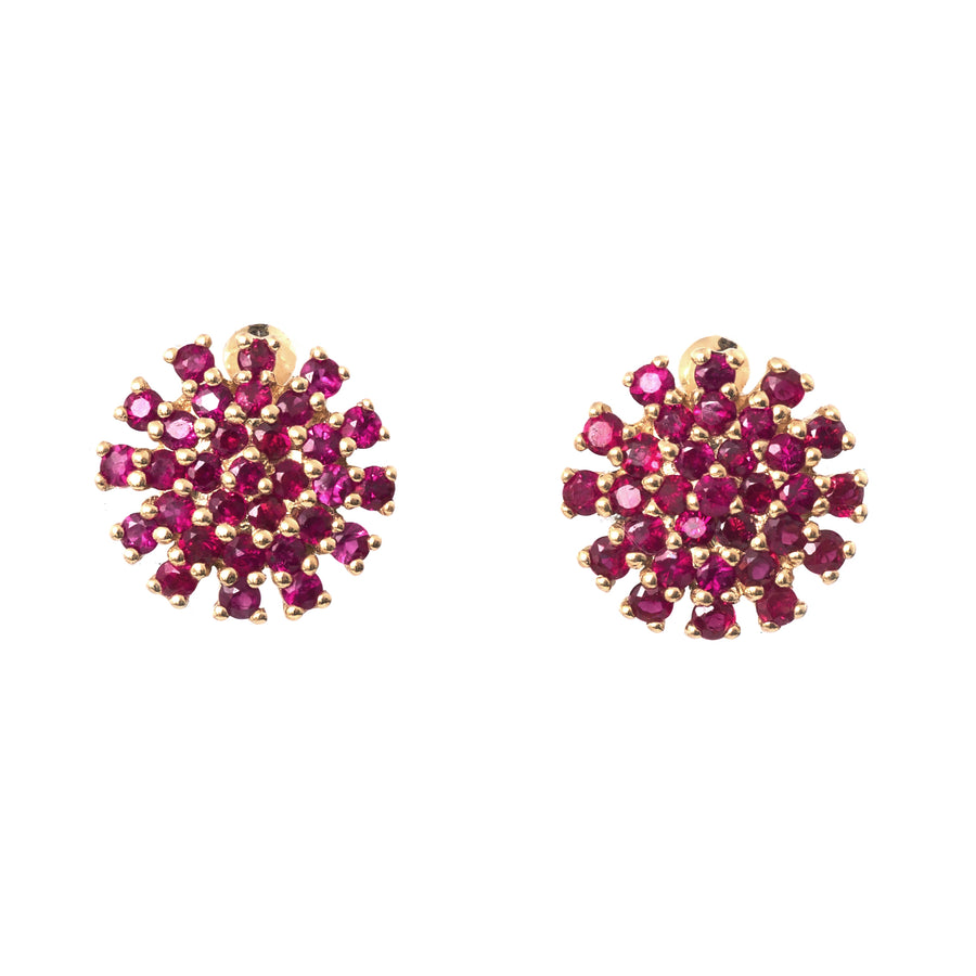 Ruby Fire Flower Earrings