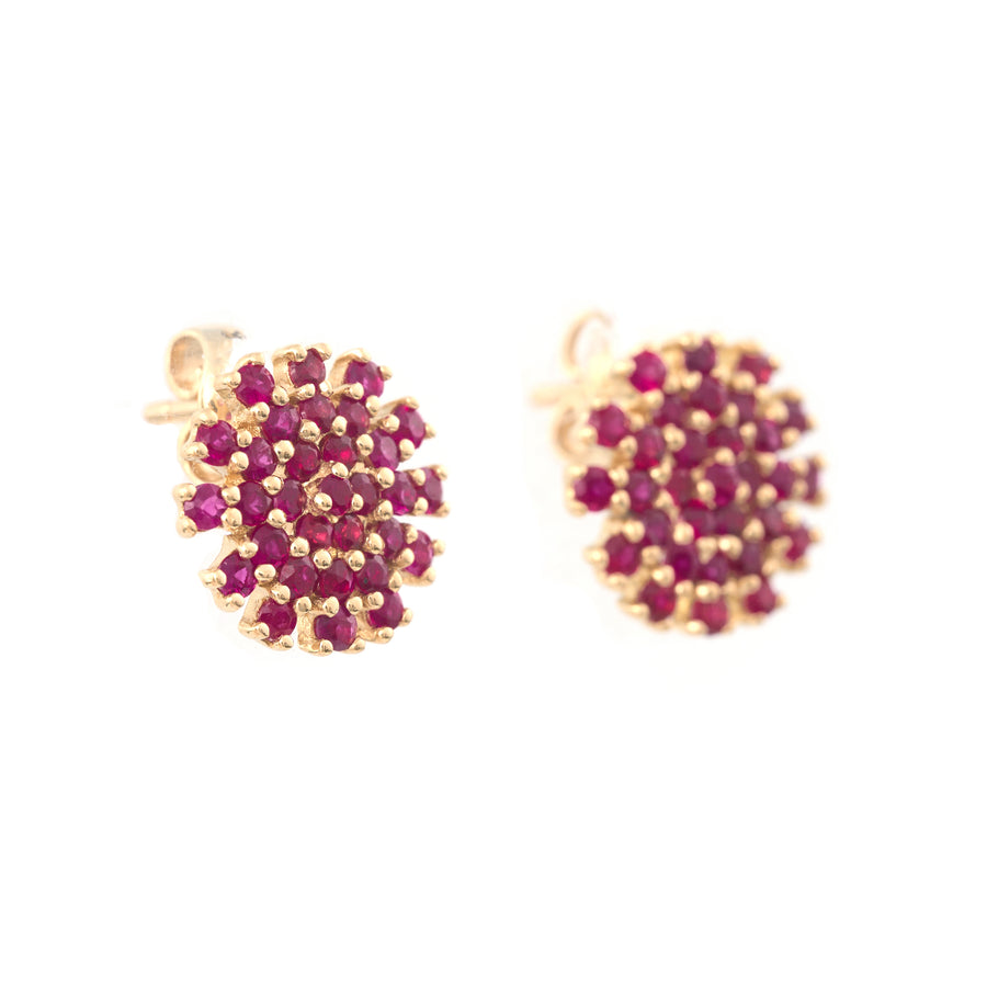 Ruby Fire Flower Earrings