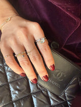 sapphire drop chain ring 18k gold stackable ring