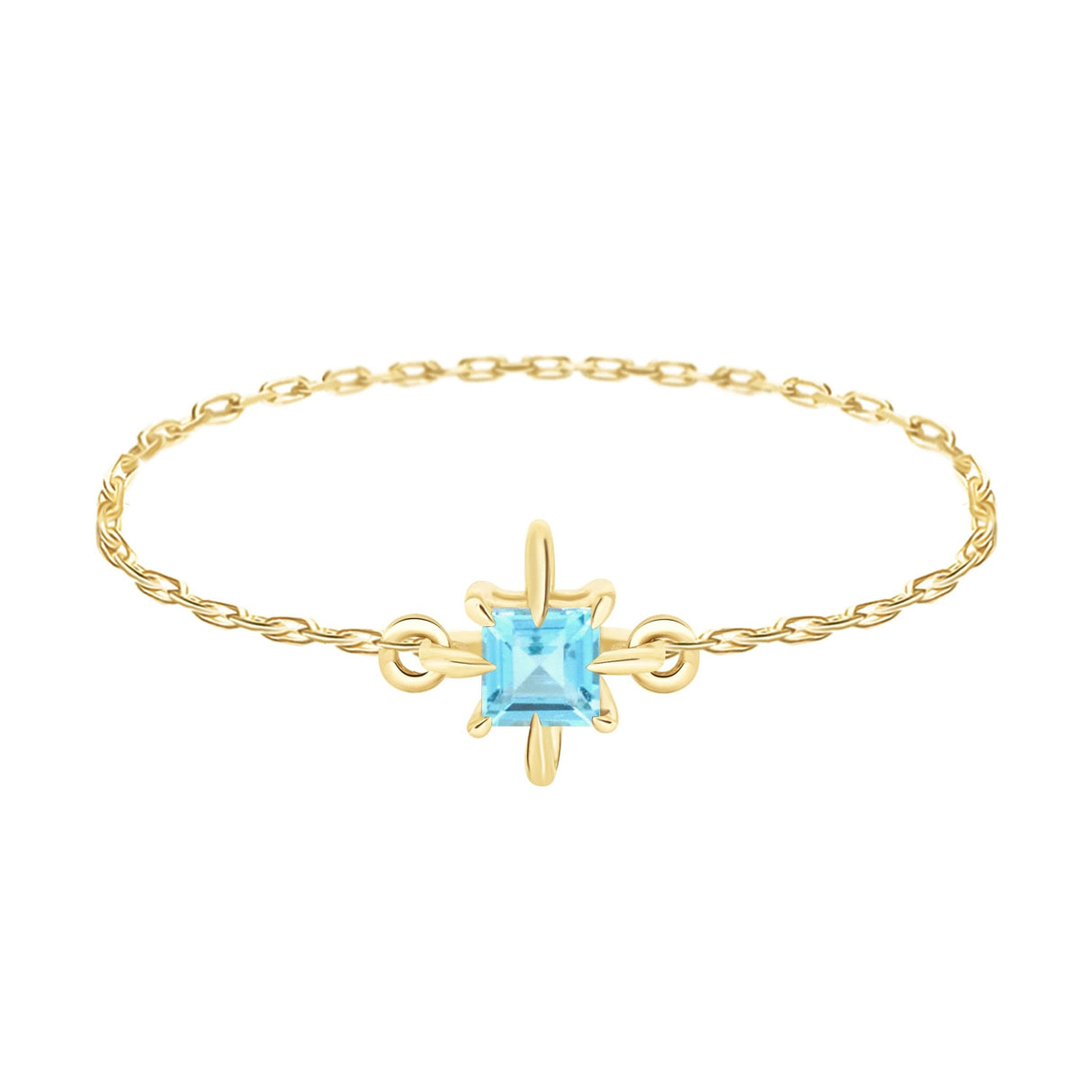 Topaz Birthstone Petite Circle Diamond Ring 14k gold stackable ring