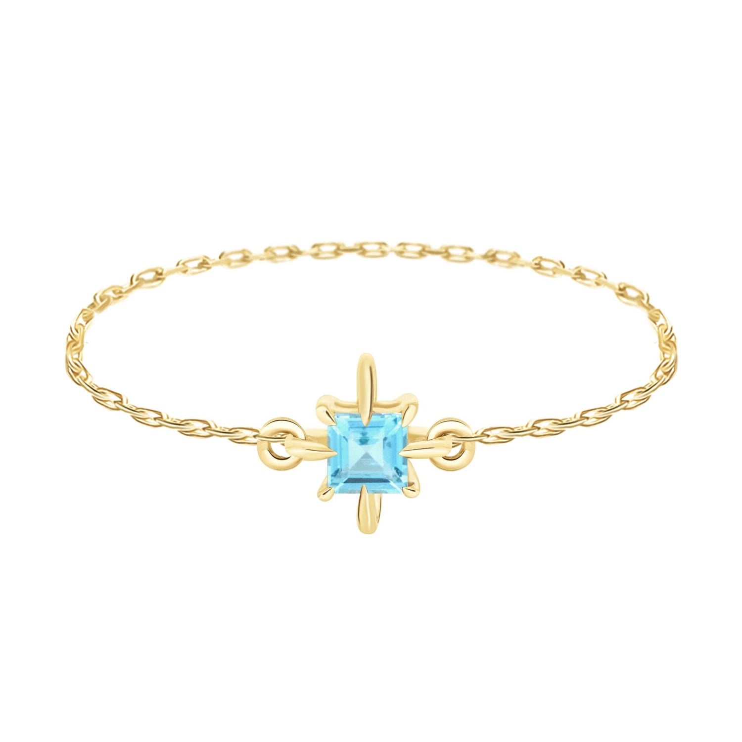 Topaz Birthstone Petite Circle Diamond Ring 14k gold stackable ring