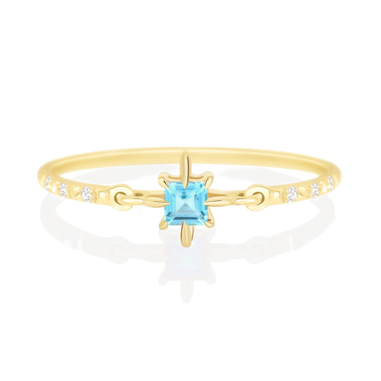 Topaz Birthstone Petite Circle Diamond Ring 14k gold stackable ring