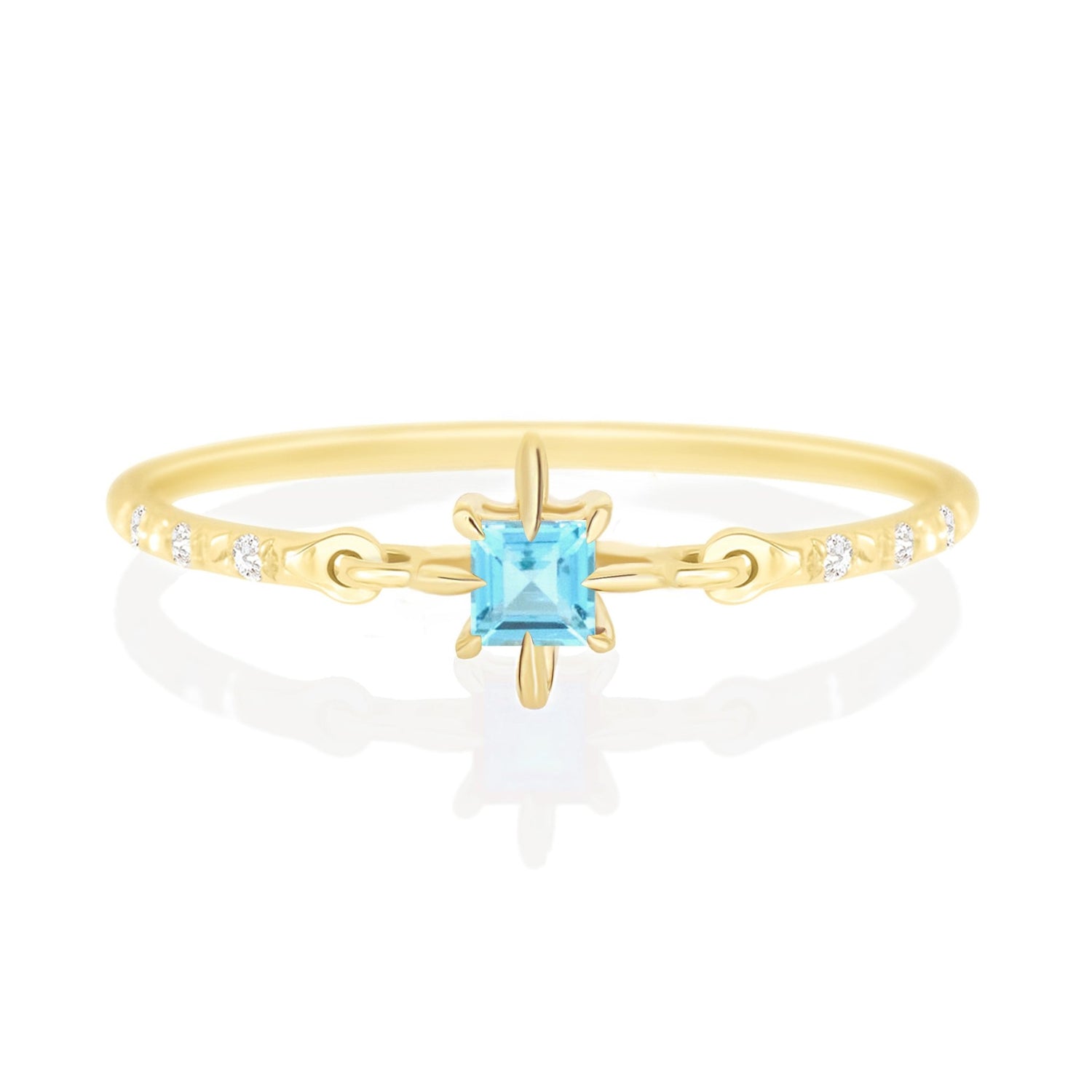 Topaz Birthstone Petite Circle Diamond Ring 14k gold stackable ring