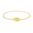 Gold chain ring with a yellow sapphire on a white background Yi Collection