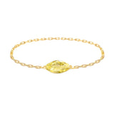 Gold chain ring with a yellow sapphire on a white background Yi Collection