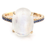 Rainbow Moonstone & Sapphire Globe Ring