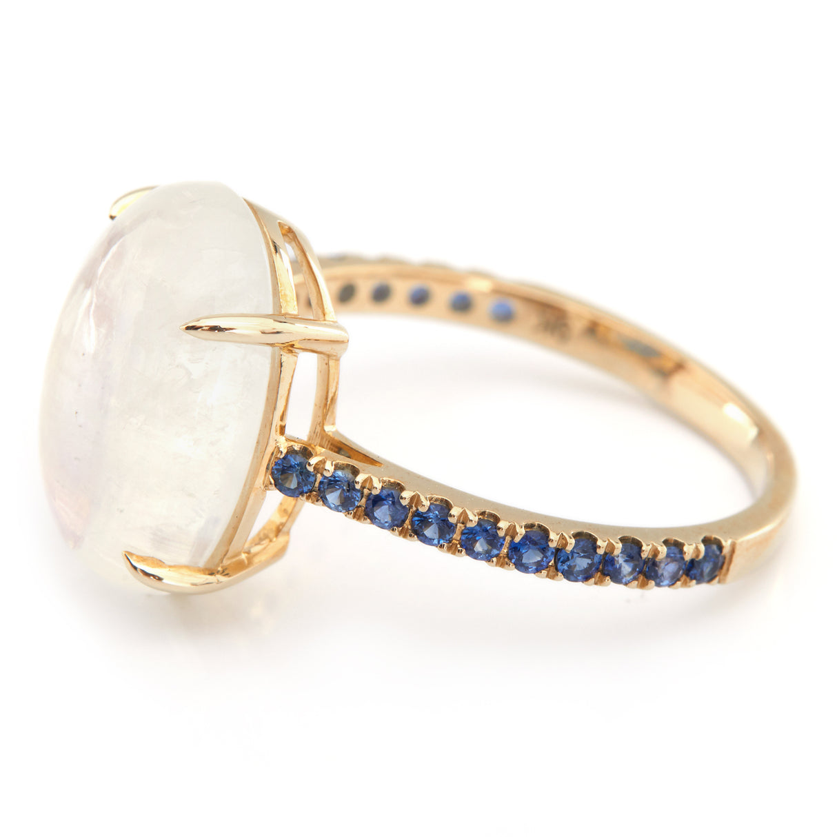 Rainbow Moonstone & Sapphire Globe Ring