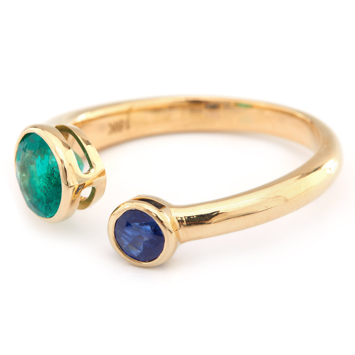 Emerald & Sapphire Toi & Moi Ring