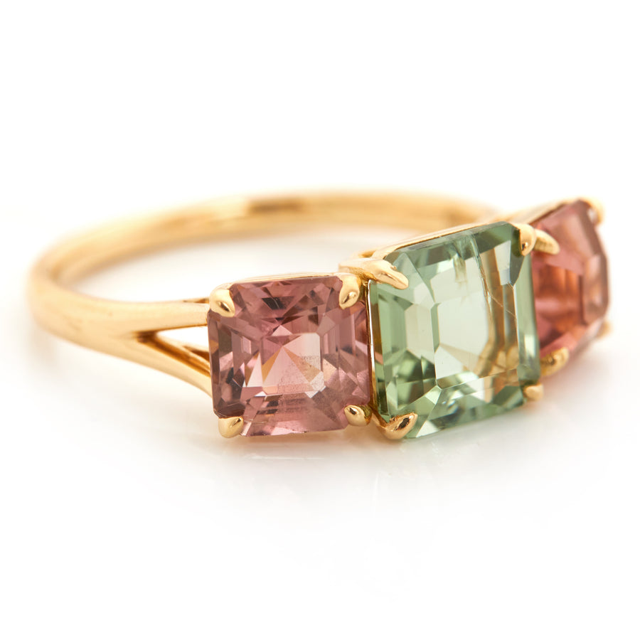 Pink & Green Tourmaline Ring
