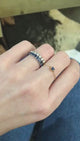 Royal Blue Sapphire Chain Ring 14k gold Stackable ring on model