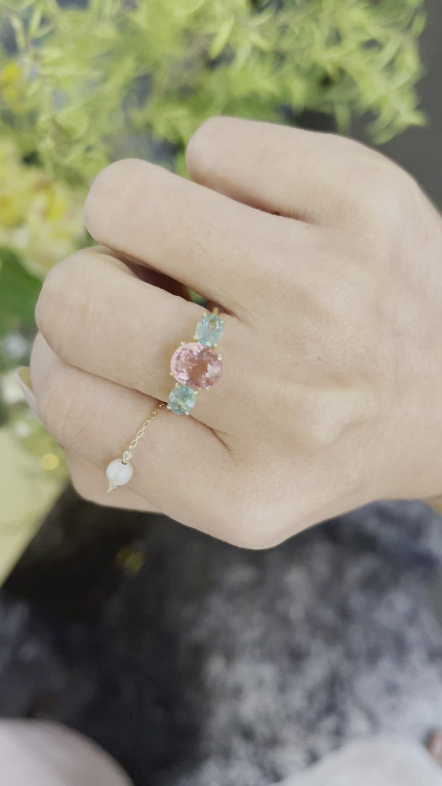 Pink Tourmaline & Apatite Macaroon Ring