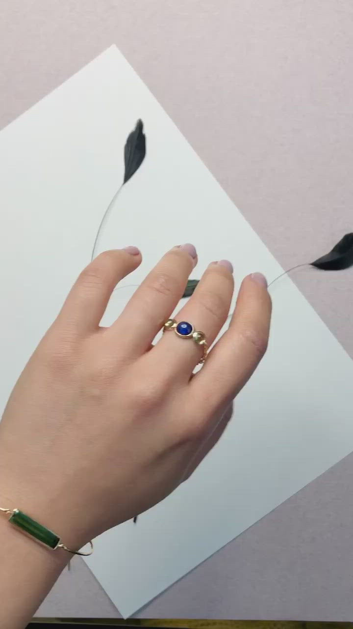 Sapphire & Peridot Eos Chain Ring 18k gold Stackable ring