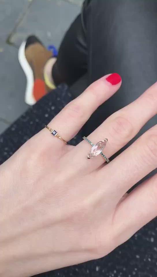 Royal Blue Sapphire Petite Circle Ring 14k gold stackable ring