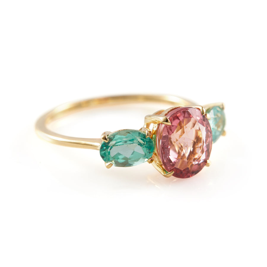 Pink Tourmaline & Apatite Macaroon Ring