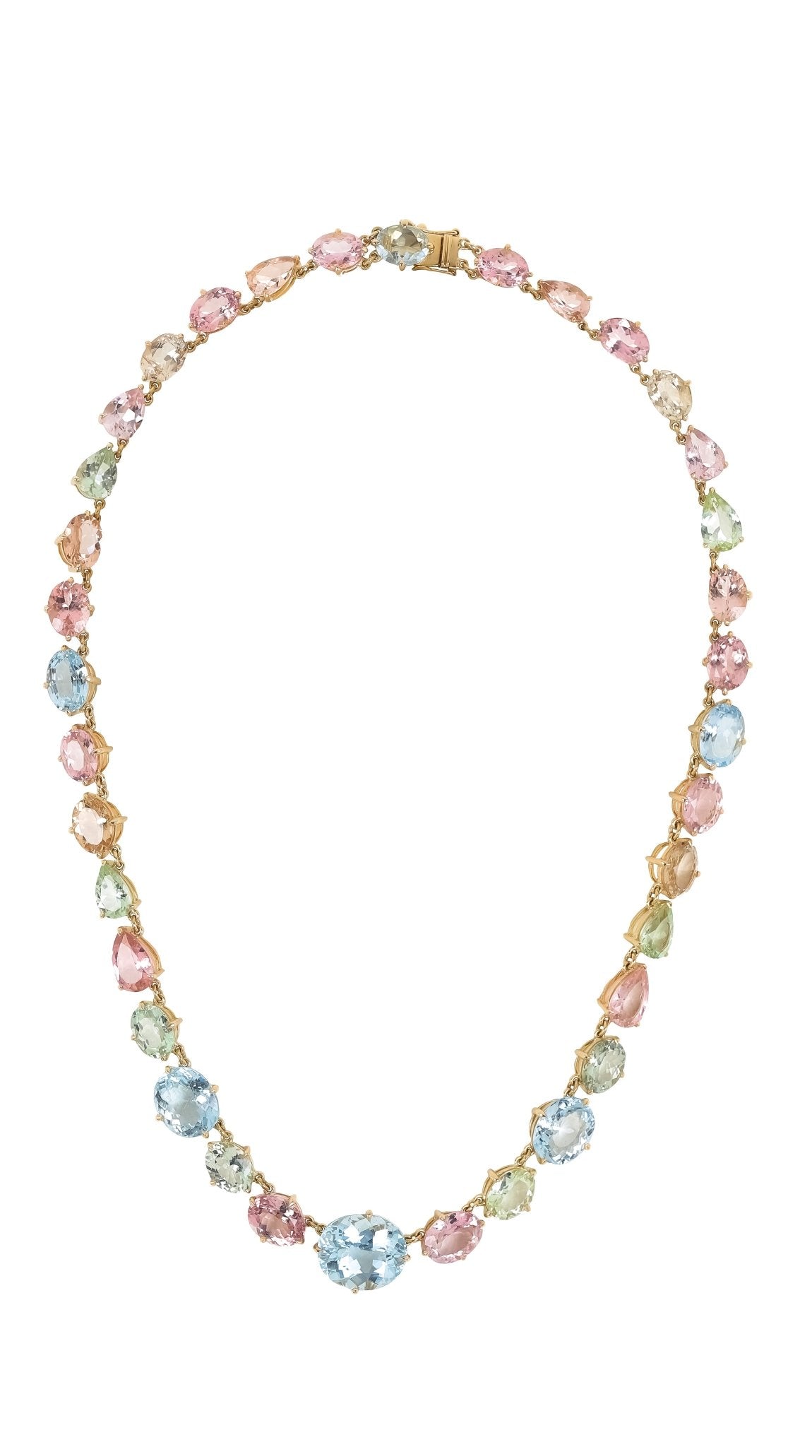 Aquamarine & Tourmaline Candy Necklace 18k handmade fine jewelry 2
