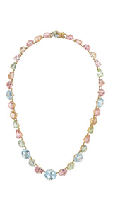 Aquamarine & Tourmaline Candy Necklace 18k handmade fine jewelry 2