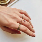 Black Diamond Micro Pave Infinite Ring 18k gold stackable ring on model