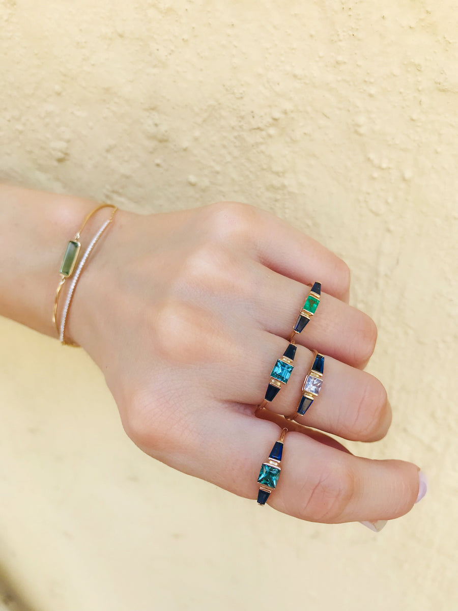 Blue Sapphire & Emerald Triplet Ring