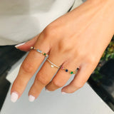 Canary Yellow Diamond Chain Ring 14k gold Stackable ring on model