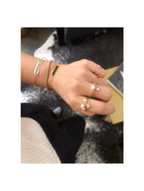 Diamond Heart Chain Ring 18k gold Stackable ring on model