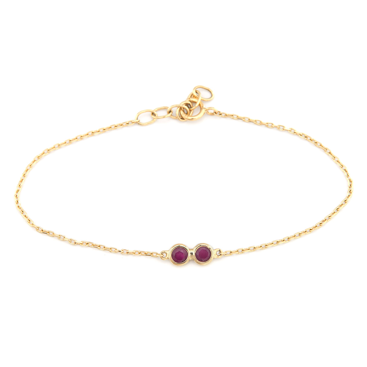 Double Happiness Ruby Baby Bracelet 18k gold stackable design 2