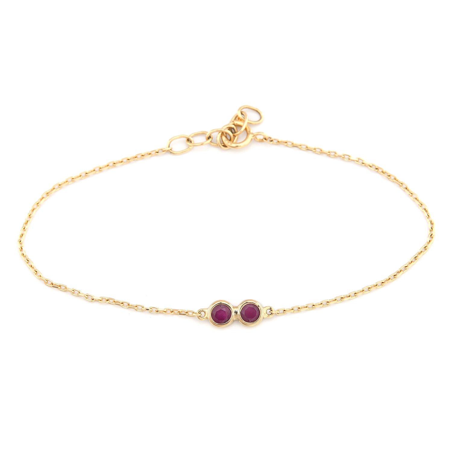 Double Happiness Ruby Baby Bracelet 18k gold stackable design 2