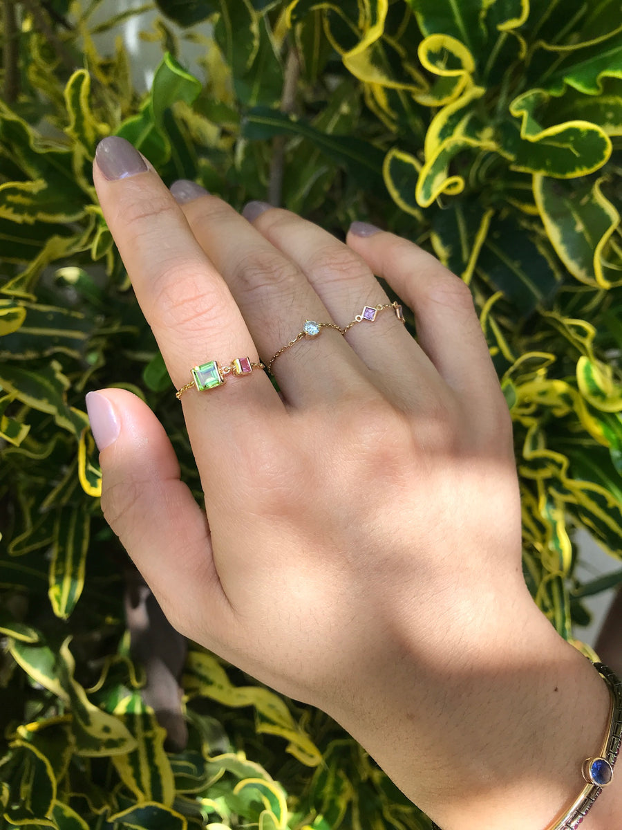 Sapphire Rainbow 5 Stone Chain Ring