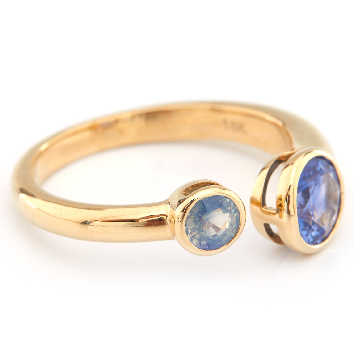 Purple & Opal Sapphire Toi & Moi Ring 18k gold stackable ring side view