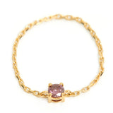 Purple Pink Diamond Dot Chain Ring 18k gold Stackable ring side view