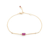 Ruby Baguette Bar Bracelet 18k gold stackable design 2