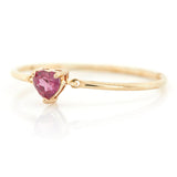 Ruby Heart Petite Circle Ring 14k gold stackable ring side view