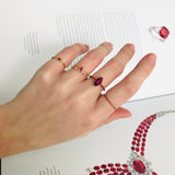 Ruby Infinite Ring 18k gold stackable ring on model 2