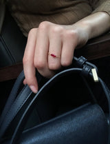 Ruby Marquise Supreme Chain Ring 18k gold Stackable ring on model