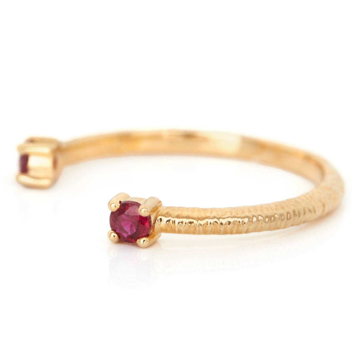 Ruby Open Ring 18k gold Stackable ring side view